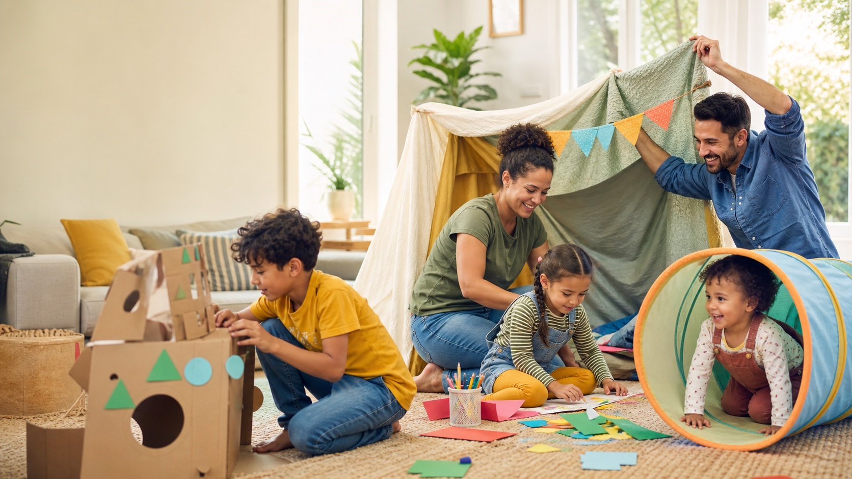 A family home set up for a creative indoor adventure