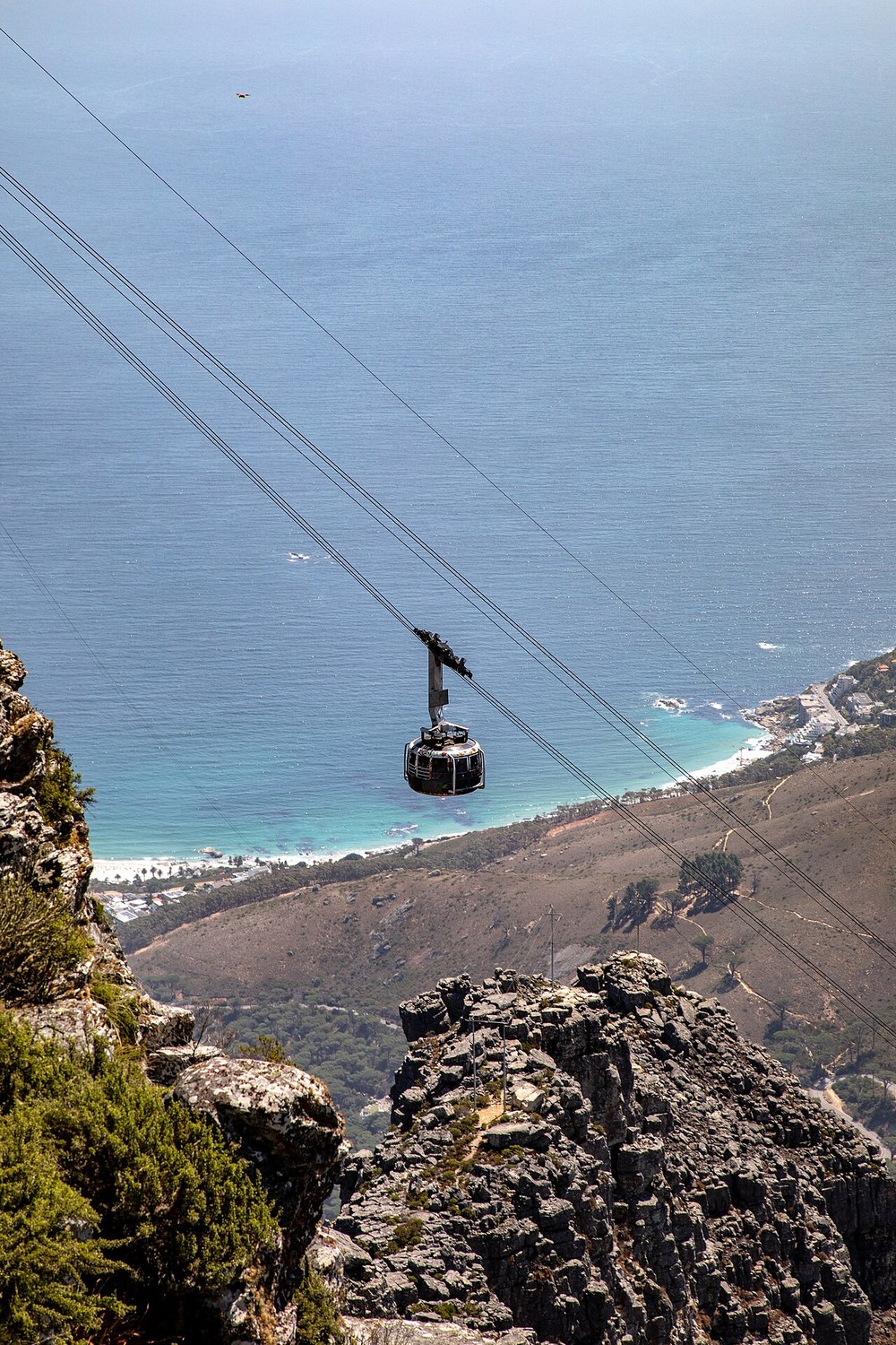 Cable car above Cape Town’s coastline